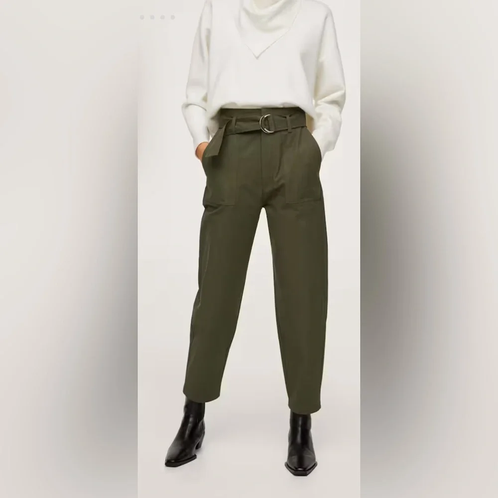 NWT Mango Belt high-waist trousers Sz. EUR 38 US 6 - Picture 4 of 10